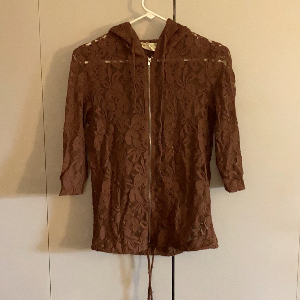 Buckle Lace Zipper Top
